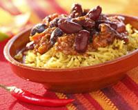 Chili con carne et riz safrané